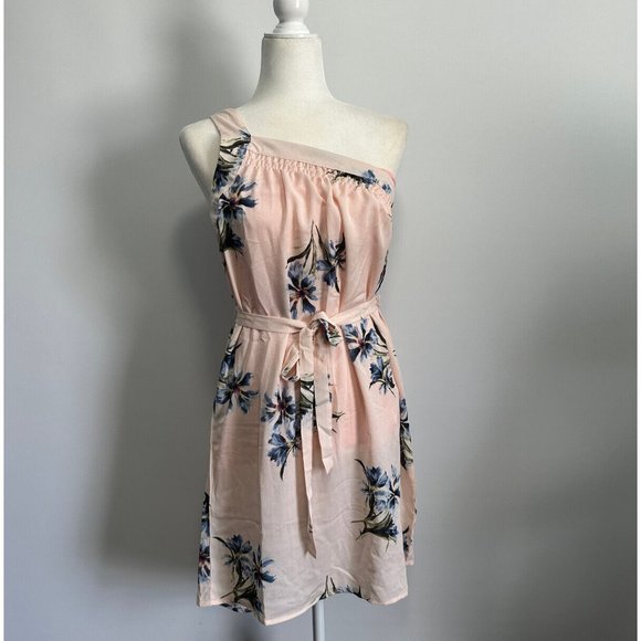 Collective‎ Concept Pink Floral One Shoulder Strap Dress Sz S - Picture 1 of 6